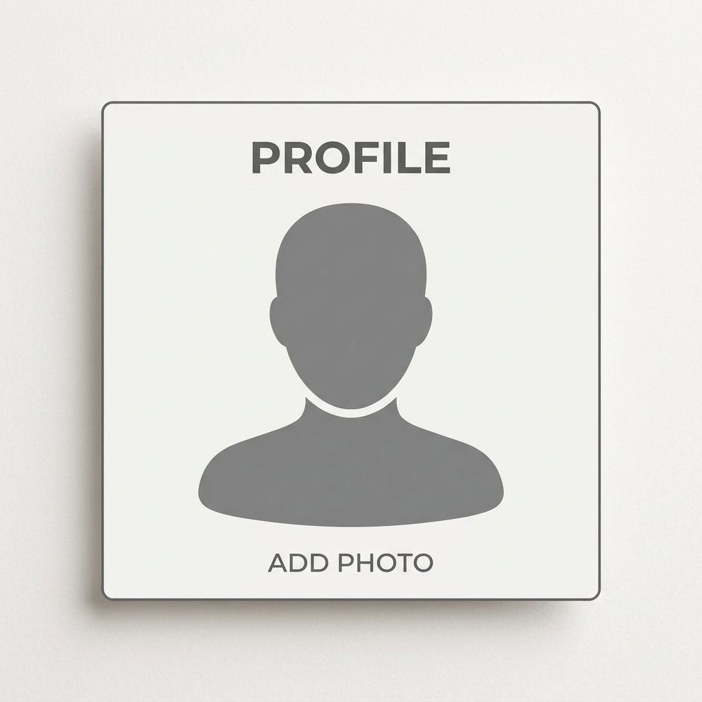 Silhouette of a person with text 'PROFILE' above and 'ADD PHOTO' below