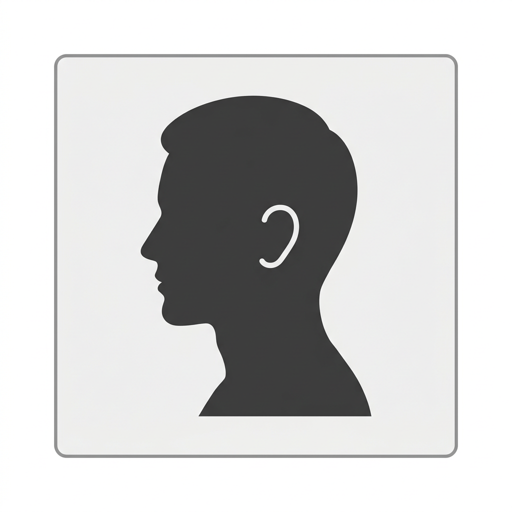 Black silhouette of a man's head and neck in profile view
